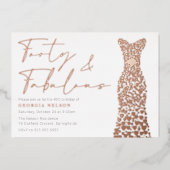 Roos Gouden Folie Jurk Veertig & Fab 40e Verjaarda Uitnodiging (Voorkant)