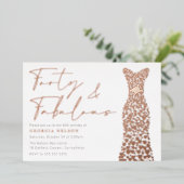 Roos Gouden Folie Jurk Veertig & Fab 40e Verjaarda Uitnodiging (Staand Voorkant)