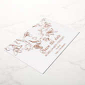 Roos gouden folie kalligrafie behalve de datakaart folie uitnodiging (Gedraaid)