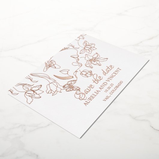 Roos gouden folie kalligrafie behalve de datakaart folie uitnodiging (Gedraaid)