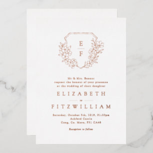 Roos Gouden Folie Kersenbloesem Bloom Monogram Cre Folie Uitnodiging