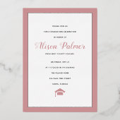 Roos gouden folie Klasse van 2023 scriptfoto Folie Uitnodiging (Achterkant)