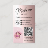 Roos Gouden folie make-up logo Qr code 2 foto's Visitekaartje (Voorkant)