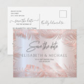 Roos gouden folie metallic tropische bladeren roma aankondigingskaart (Voorkant / Achterkant)