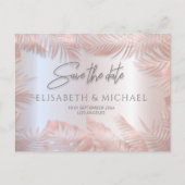 Roos gouden folie metallic tropische bladeren roma aankondigingskaart (Voorkant)