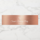 Roos Gouden Folie Monogram Bruiloft Verjaardagsgun Waterfles Etiket (Enkel label)