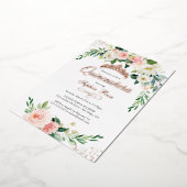 ROOS GOUDEN FOLIE Roze Bloemen Quinceanera Folie Uitnodiging (Gedraaid)