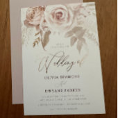 Roos Gouden Folie Stoffig Roze Blush Bloemen Bruil Folie Uitnodiging
