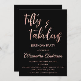 Roos Gouden Folie Vijftig en Fabulous Kaart