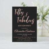 Roos Gouden Folie Vijftig en Fabulous Kaart (Staand voorkant)