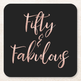 Roos Gouden Folie Vijftig en Fabulous Kartonnen Onderzetters
