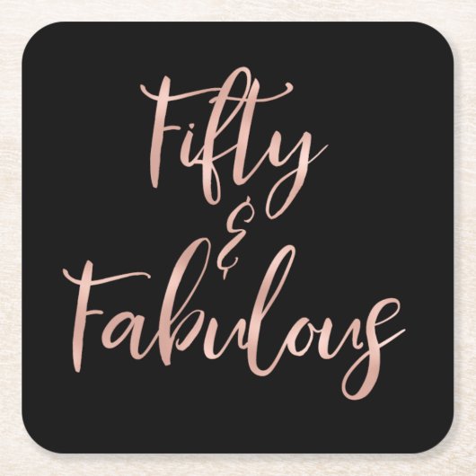 Roos Gouden Folie Vijftig en Fabulous Kartonnen Onderzetters (Voorkant)
