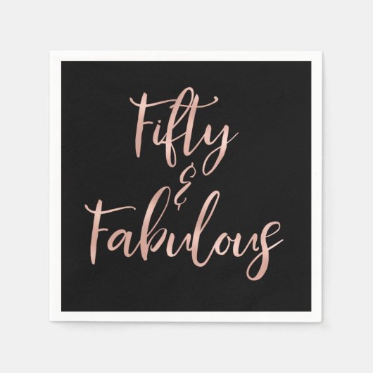 Roos Gouden Folie Vijftig en Fabulous Servet (Voorkant)