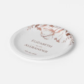 Roos Gouden Folie Wildflower Lente Bruiloft Papieren Bordje (Gekanteld)