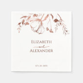 Roos Gouden Folie Wildflower Lente Bruiloft Servet (Voorkant)