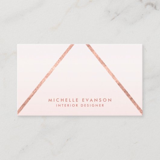 Roos gouden folielijnen Blush Pink Ombre Elegant Visitekaartje (Voorkant)