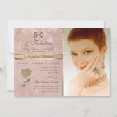 Roos Gouden Foto 50ste Verjaardag Kaart (Voorkant)