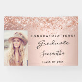 Roos gouden foto afstudeerfeest spandoek (Horizontaal)