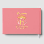 Roos Gouden Foto  Boho Quinceañera Spaans Gastenboek (Achterkant)