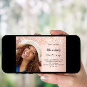 Roos gouden foto boog confetti verjaardag kaart