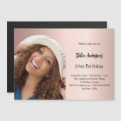 Roos gouden foto boog verjaardag magnetische uitnodiging (Voorkant / Achterkant)