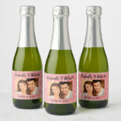 Roos gouden foto bruiloft mini mousserende wijn gu sparkling wijnetiket (Flessen)