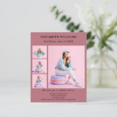 Roos gouden foto Graduation Party uitnodiging (Staand voorkant)