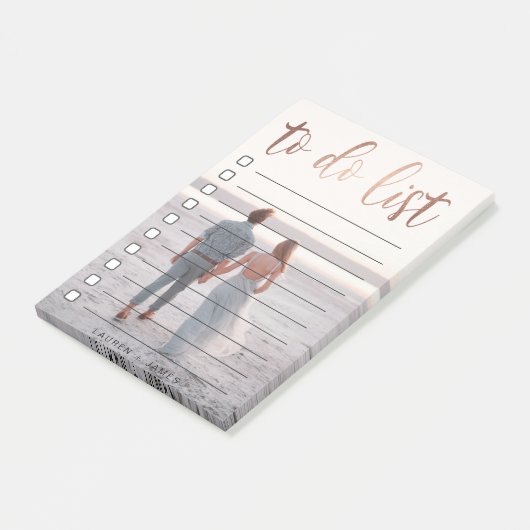 Roos gouden foto | Lijst met taken Post-It Notes (Schuin)