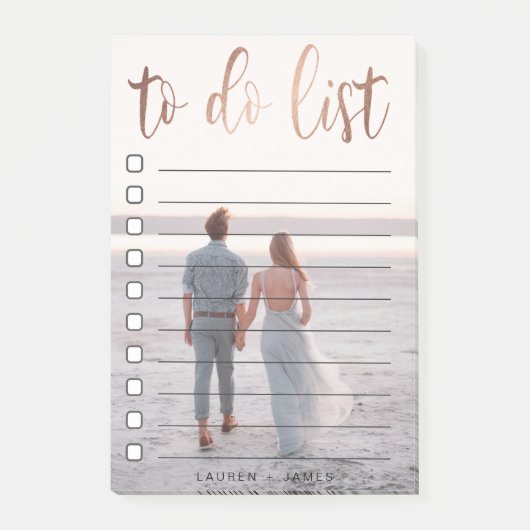 Roos gouden foto | Lijst met taken Post-It Notes (Voorkant)
