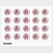 Roos gouden foto Quinceanera Ronde Sticker (Vel)