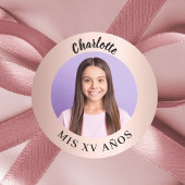 Roos gouden foto Quinceanera Ronde Sticker