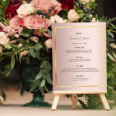 Roos gouden foto van het huwelijksmenu ons verhaal