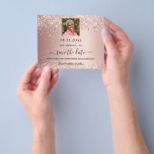 Roos gouden foto verjaardag Bewaar de datum Flyer (Hand)