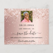 Roos gouden foto verjaardag Bewaar de datum Flyer (Voorkant)