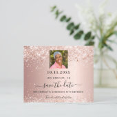 Roos gouden foto verjaardag Bewaar de datumkaart (Staand voorkant)