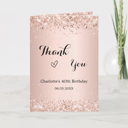 Roos gouden foto verjaardag dank u kaart (Voorkant)