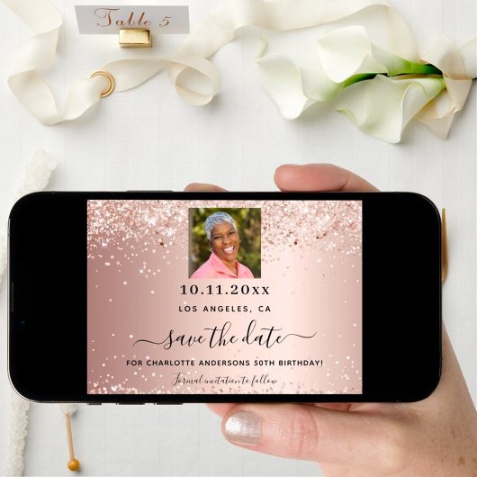 Roos gouden foto verjaardag save the date