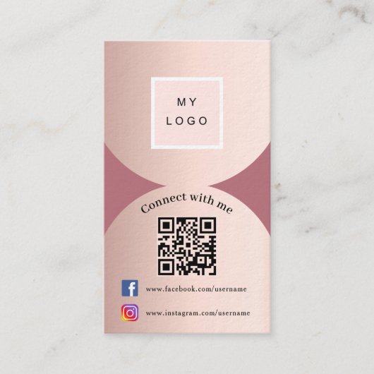 Roos gouden fotoboog Qr code logo premium Visitekaartje (Voorkant)