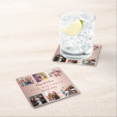 Roos gouden fotocollage verjaardagsfeestje kartonnen onderzetters (Insitu)