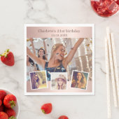 Roos gouden fotocollage verjaardagsfeestje servet (Insitu)