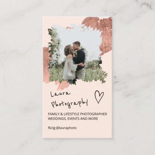Roos gouden fotograaf floral 2 fotocollage visitekaartje (Voorkant)