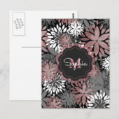  Roos gouden geometrische bloemenillustratie Briefkaart (Voorkant / Achterkant)