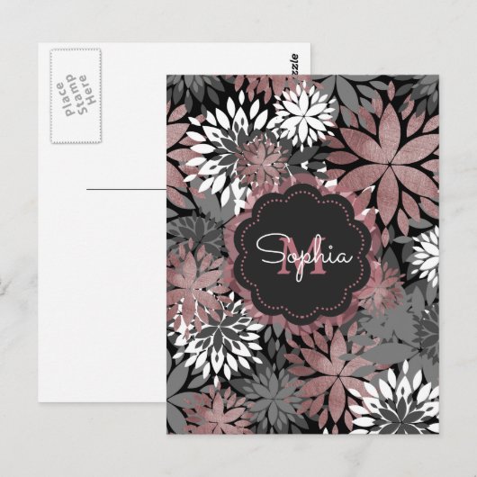  Roos gouden geometrische bloemenillustratie Briefkaart (Voorkant / Achterkant)