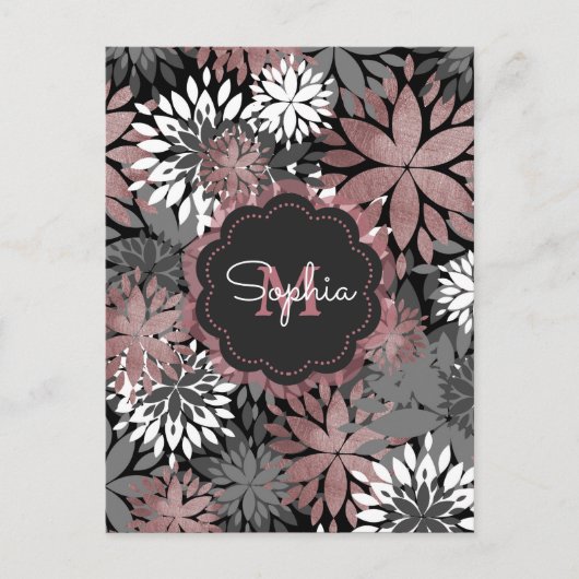  Roos gouden geometrische bloemenillustratie Briefkaart (Voorkant)