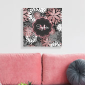  Roos gouden geometrische bloemenillustratie Canvas Afdruk (Insitu (Woonkamer))