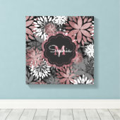  Roos gouden geometrische bloemenillustratie Canvas Afdruk (Insitu (Houten vloer))