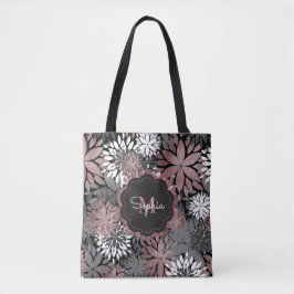 Roos gouden geometrische bloemenillustratie Tote Bag