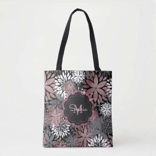 Roos gouden geometrische bloemenillustratie Tote Bag (Voorkant)