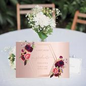 Roos gouden geometrische bordeauxrode bloemen Afst Gastenboek