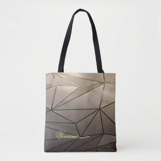 Roos Gouden Geometrische Canvas tas (Voorkant)